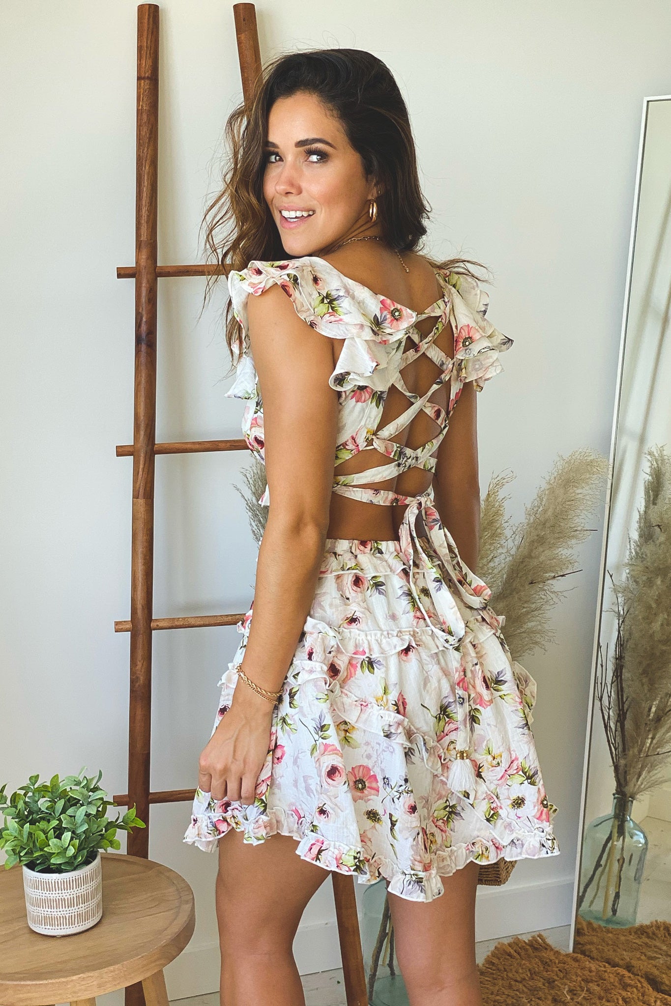 cute white floral dress Quite Perfect White Floral Embroidered Strapless Midi Dress
