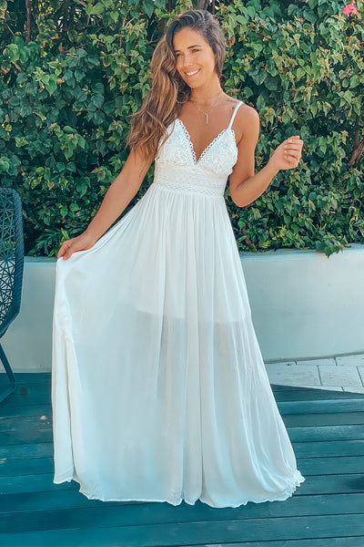 white maxi dress with tie back