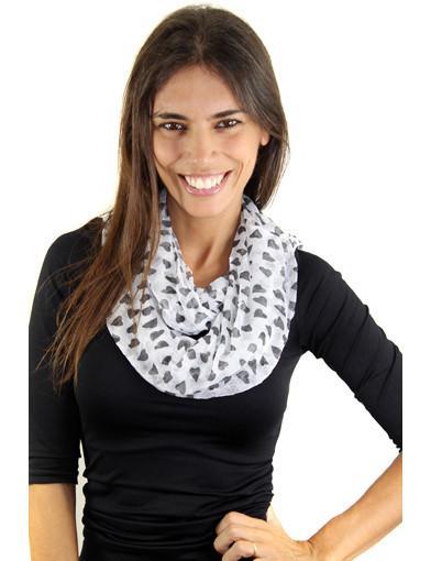 White Printed Heart Scarf