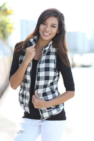 Black And White Padded Vest With Pocket