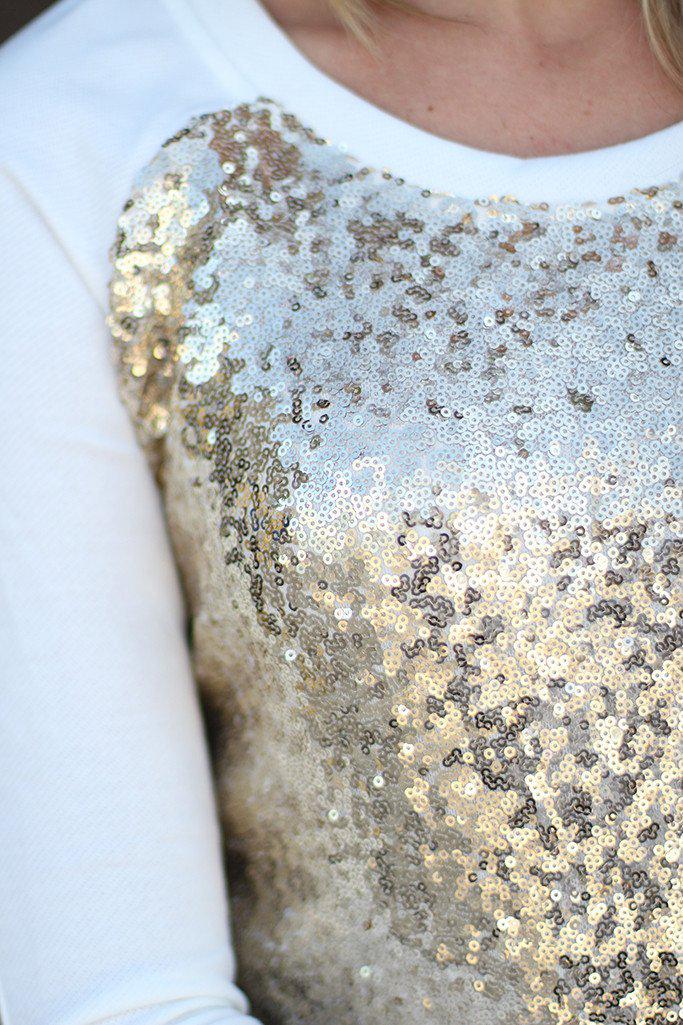 White And Gold Sequin Top