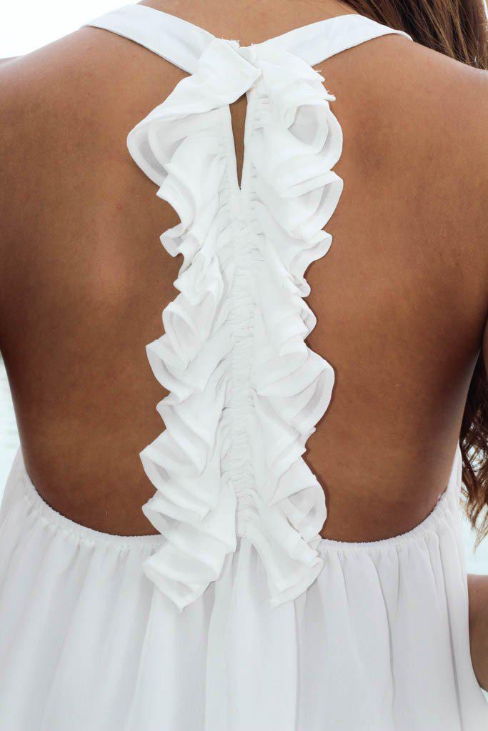 Off White Top With Ruffle Racerback