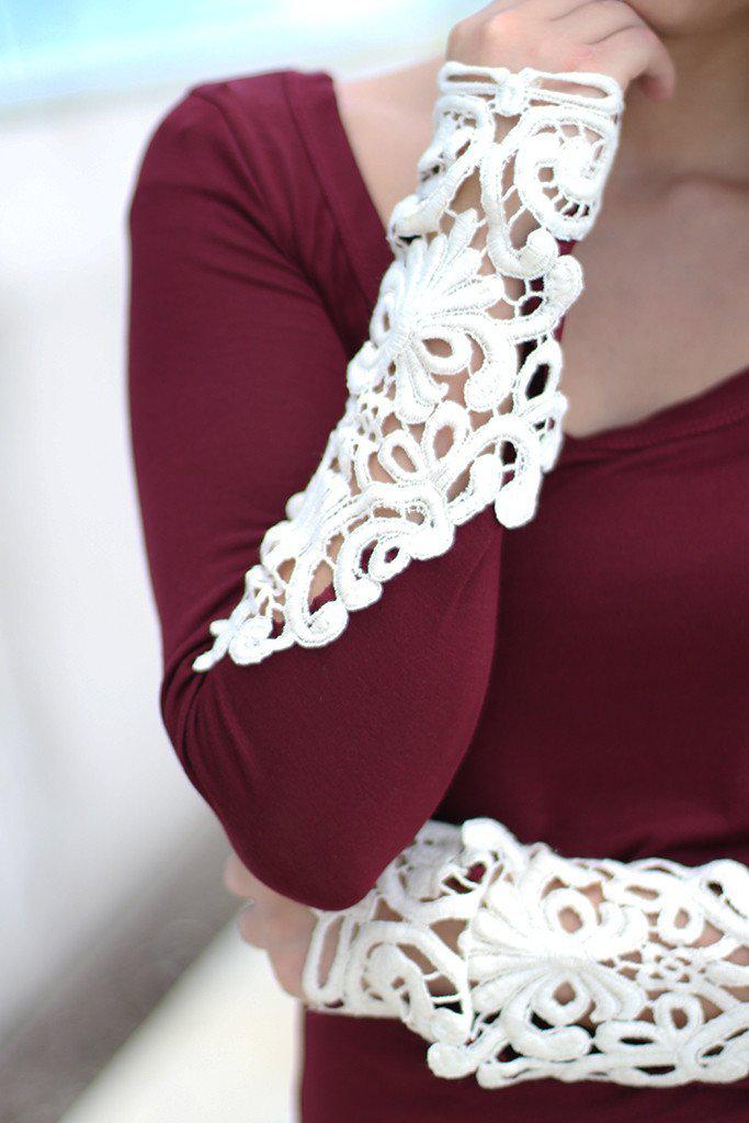 Wine Top With Crochet Sleeves