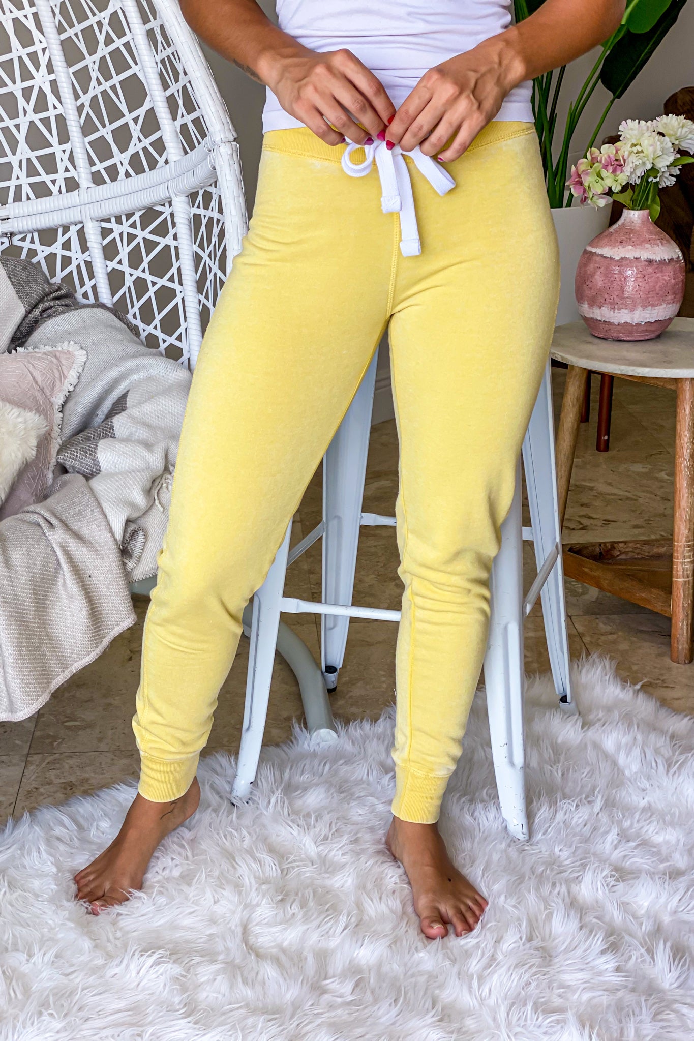 yellow loungewear pants